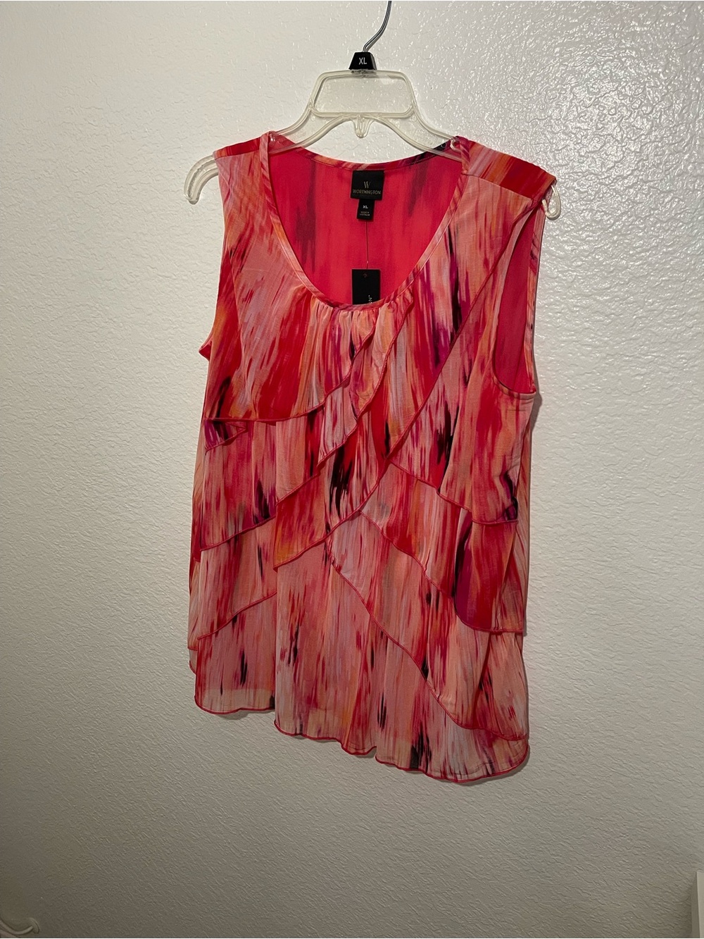 Tropical Multi-Colored Tiered Ruffle Layered Blouse Sz XL